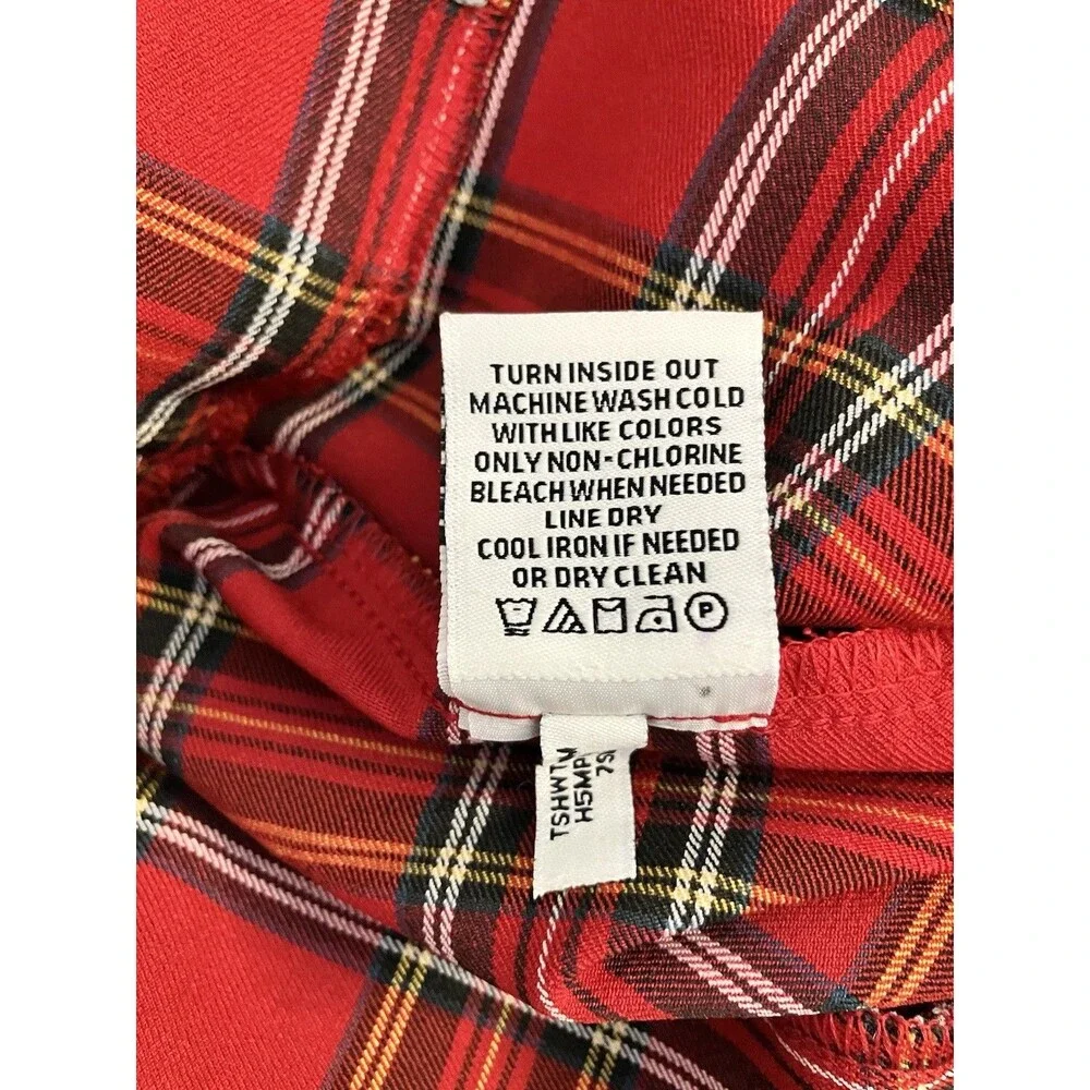 Tommy Hilfiger Red Plaid Pants Tartan Check Skinny Ankle Stretch Pull On Size S